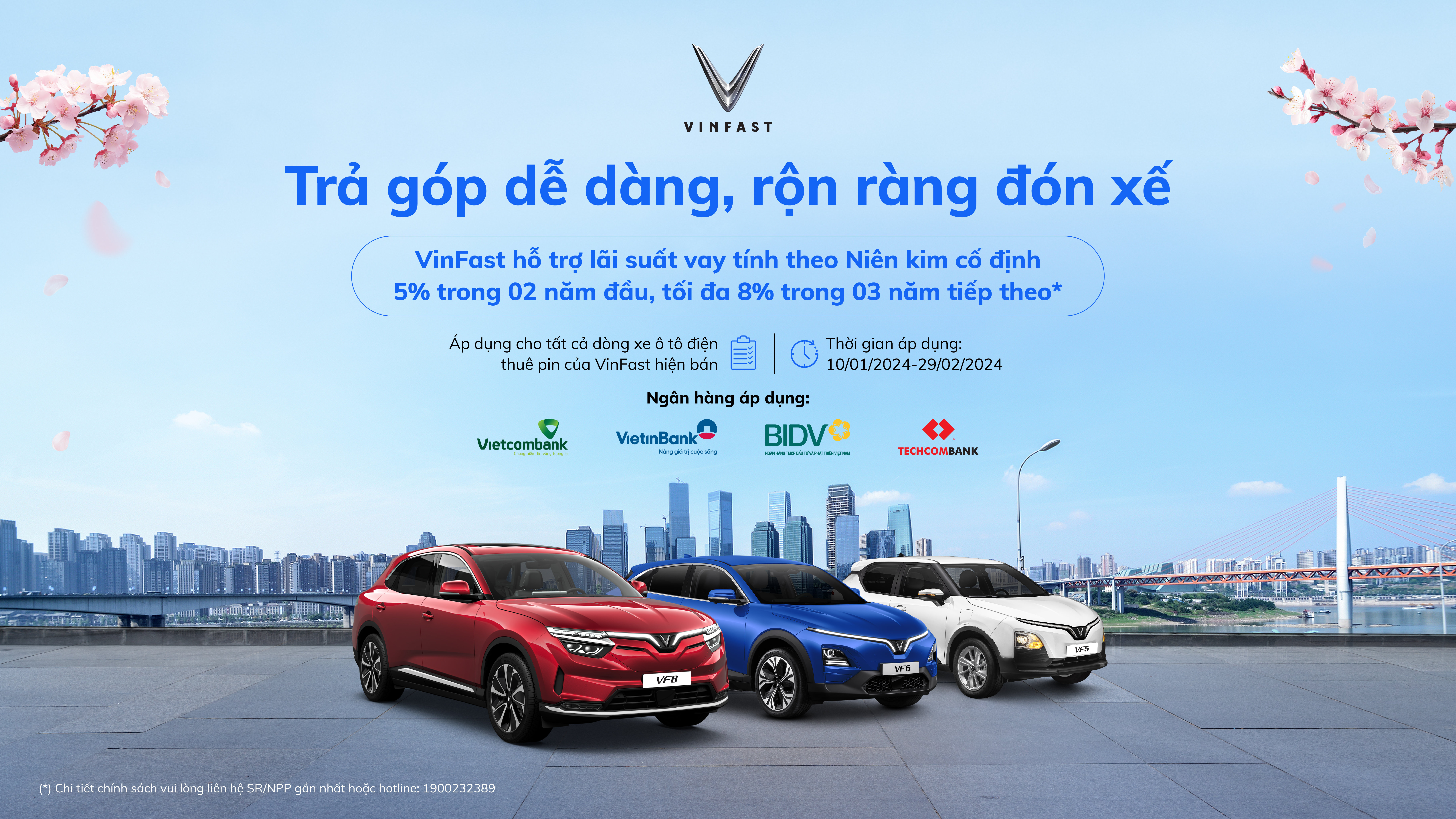 VinFast hỗ trợ lãi suất cho khách hàng vay mua xe ô tô điện trong Tháng 01 - 02/2024