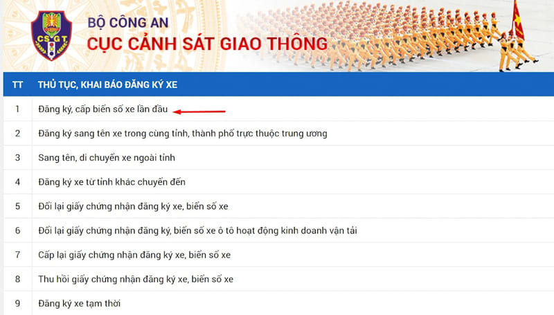 Làm thủ tục khai báo đăng ký xe online