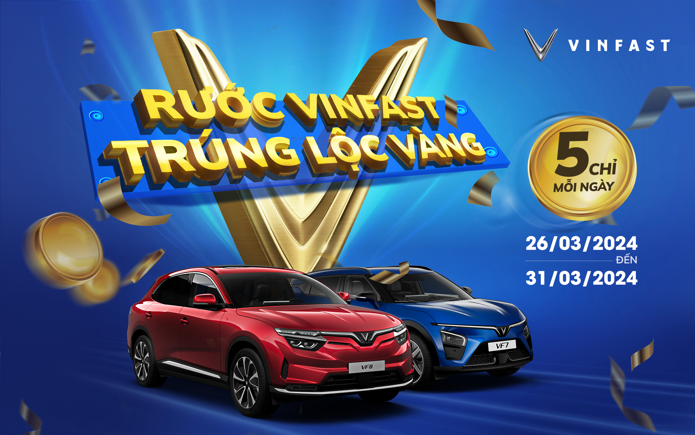 Cơ hội trúng thưởng vàng khi mua ô tô điện VinFast cuối tháng 3/2024