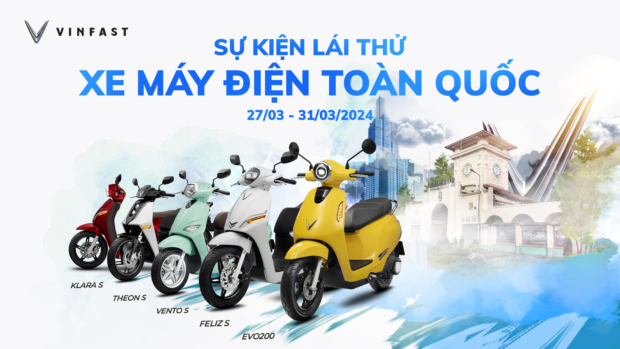 Lịch lái thử xe máy điện VinFast trên toàn quốc tháng 3/2024