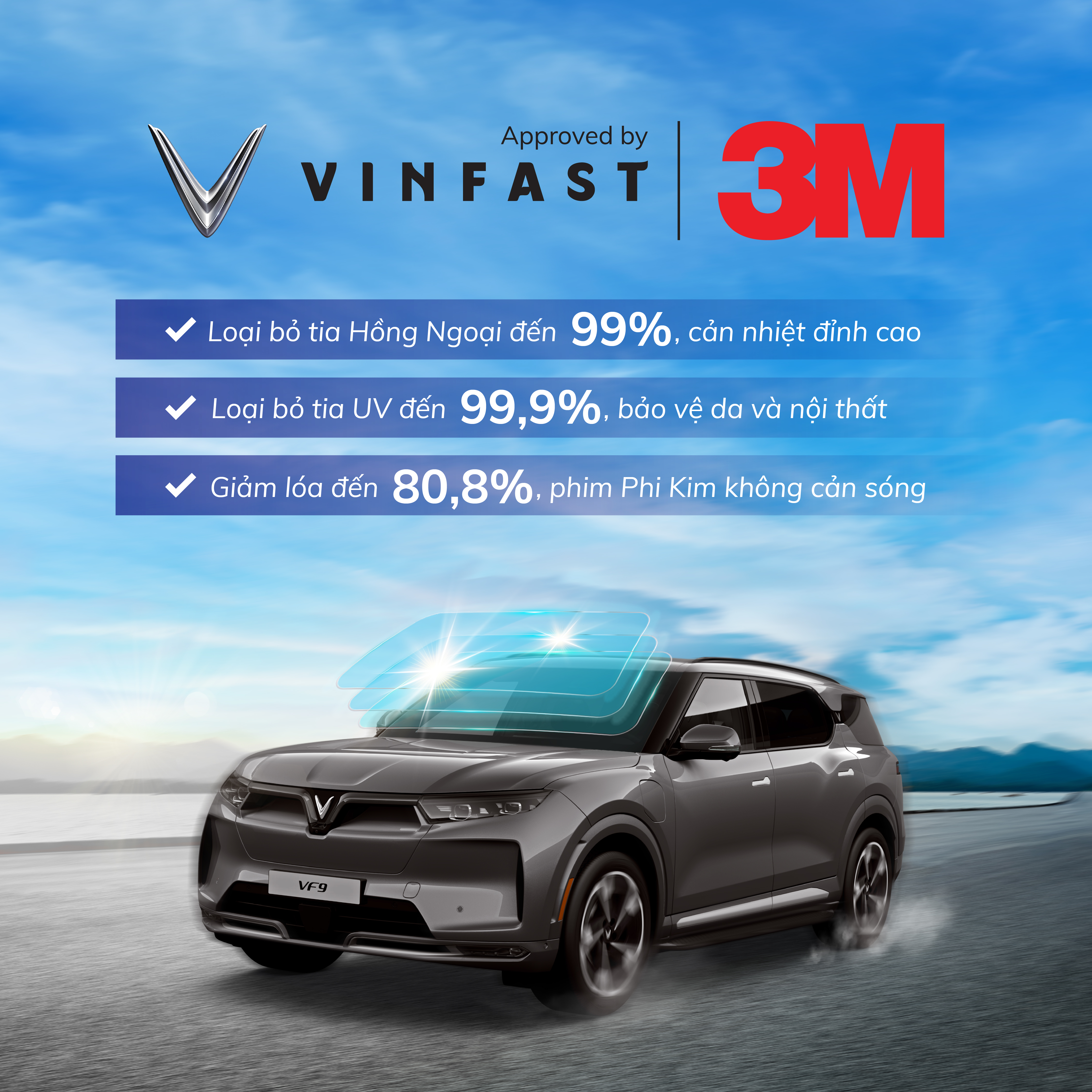 VinFast và 3M ra mắt film cách nhiệt cao cấp VF X 3M dành riêng cho xe VinFast