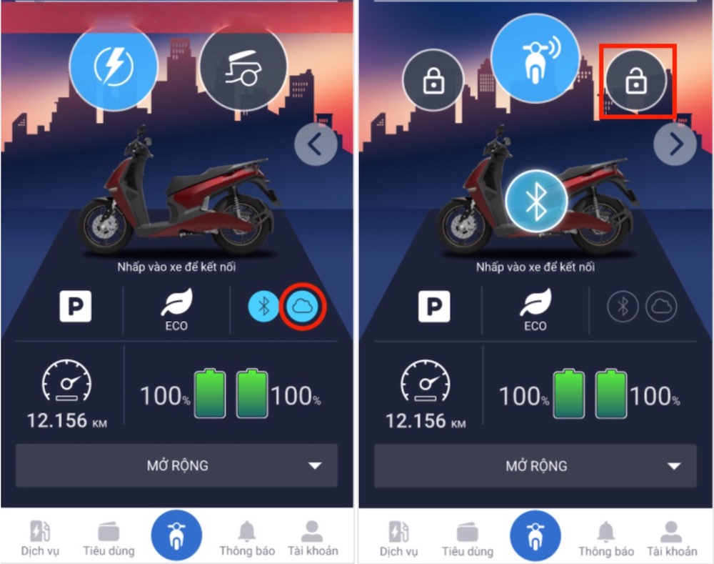 các tính năng trên app vinfast e-scooter