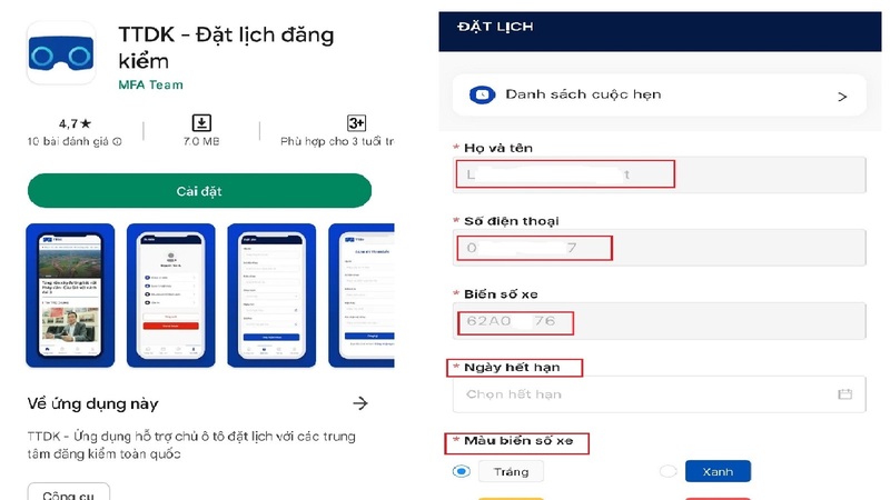 Đăng ký lịch đăng kiểm trên ứng dụng online thumb