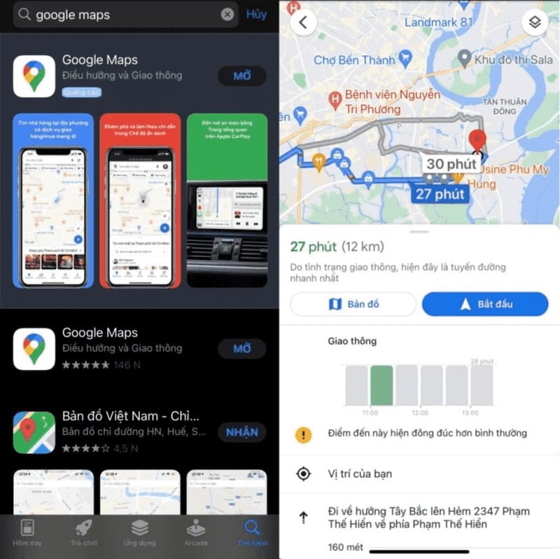 google maps xe máy ios