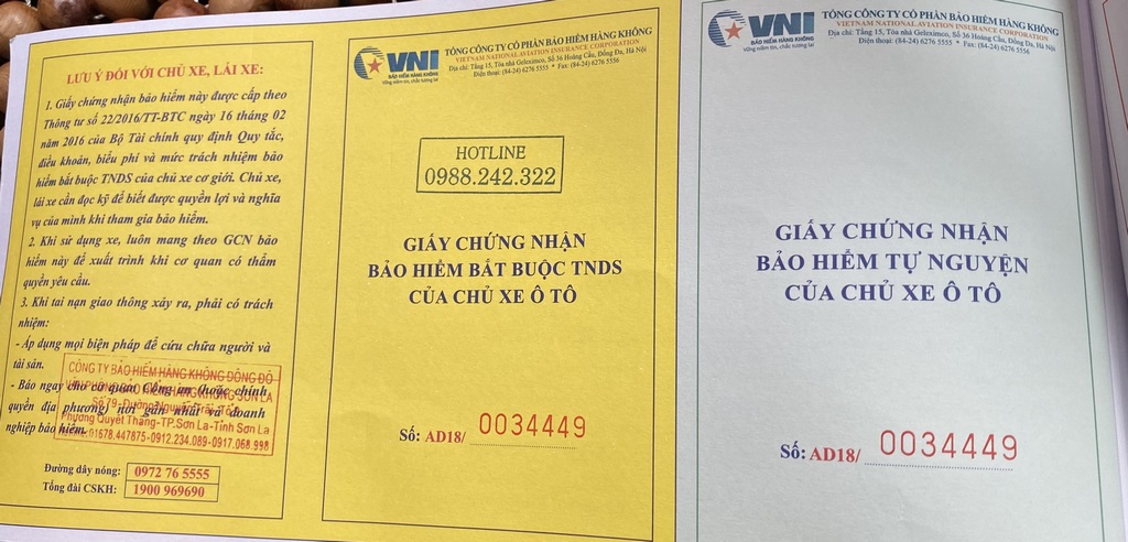 Hướng dẫn mua bảo hiểm bắt buộc xe ô tô online - Giấy chứng nhận sau khi đã hoàn tất mua bảo hiểm
