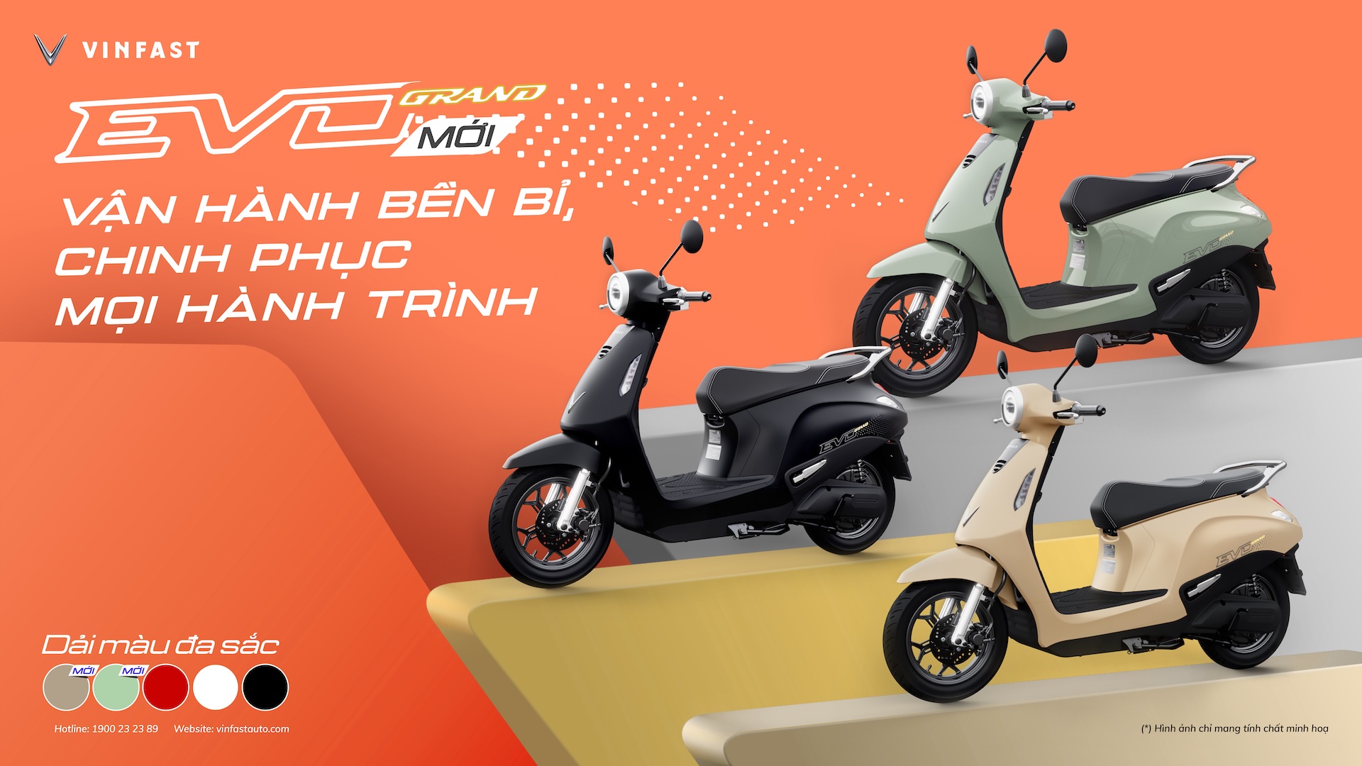 VINFAST RA MẮT XE MÁY ĐIỆN EVO GRAND VỚI 2 PIN CÓ THỂ THÁO RỜI, ĐI ĐƯỢC TỚI 262 KM/LẦN SẠC