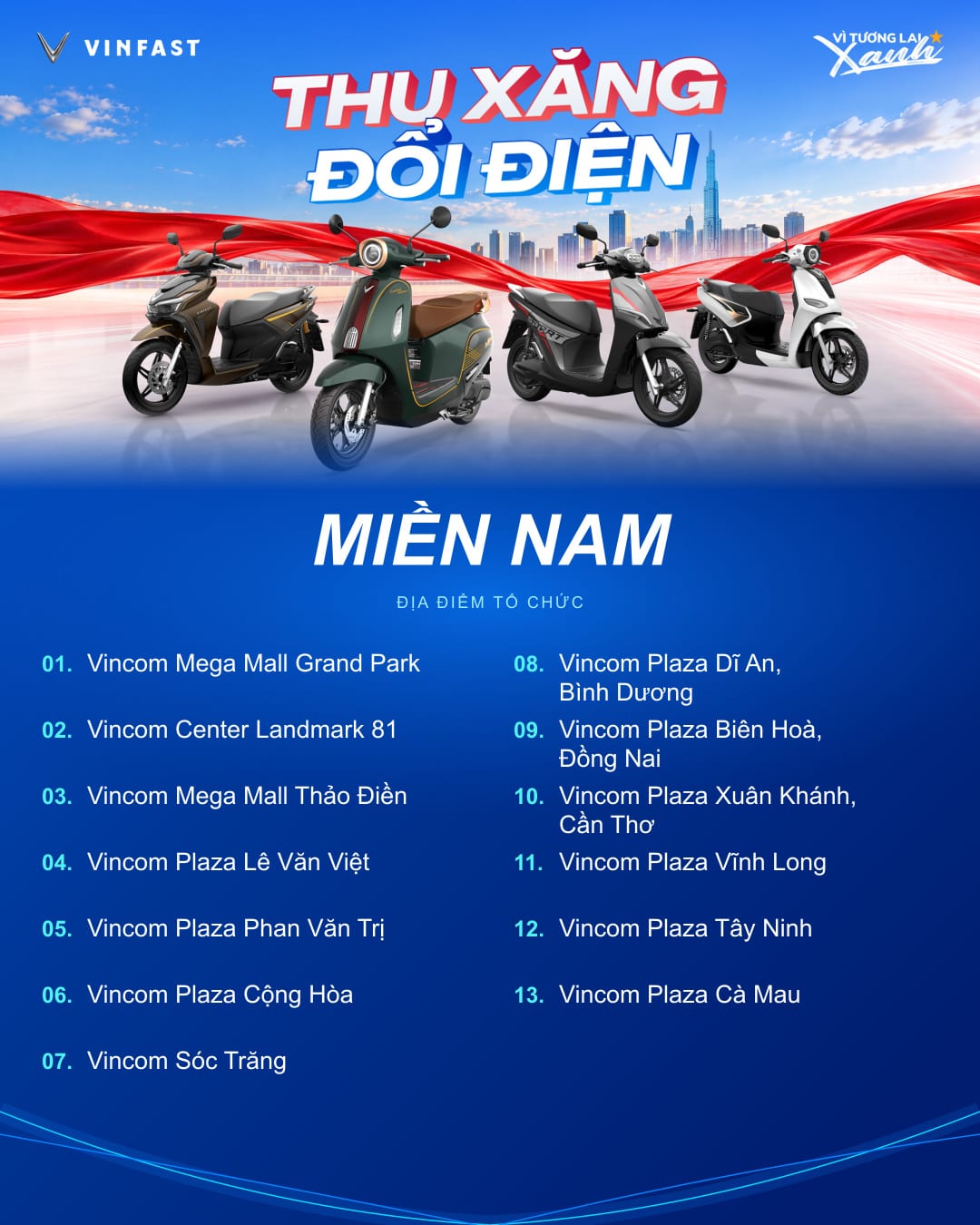 Đón chờ chuỗi sự kiện Thu xăng – Đổi điện tại 34 TTTM Vincom trên toàn quốc 
