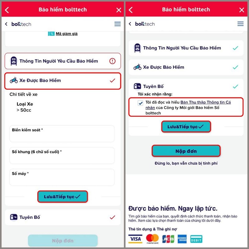 mua bảo hiểm xe máy online có bị phạt - mua trên My Viettel bước 3