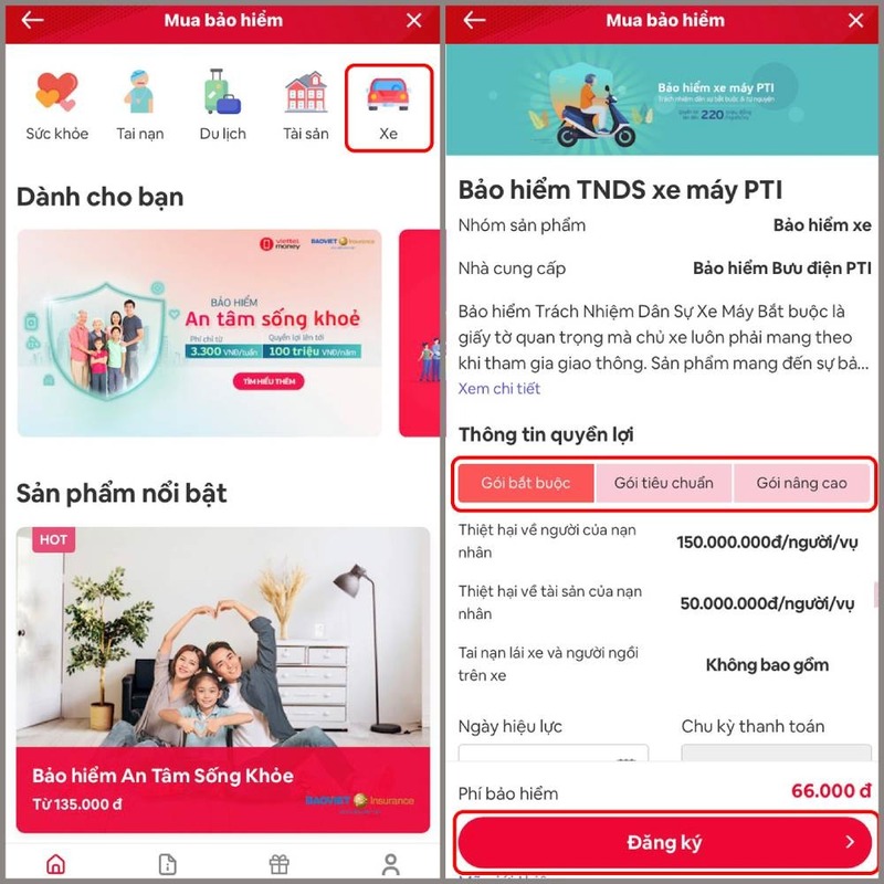 mua bảo hiểm xe máy online có bị phạt - mua trên Viettel Money 2