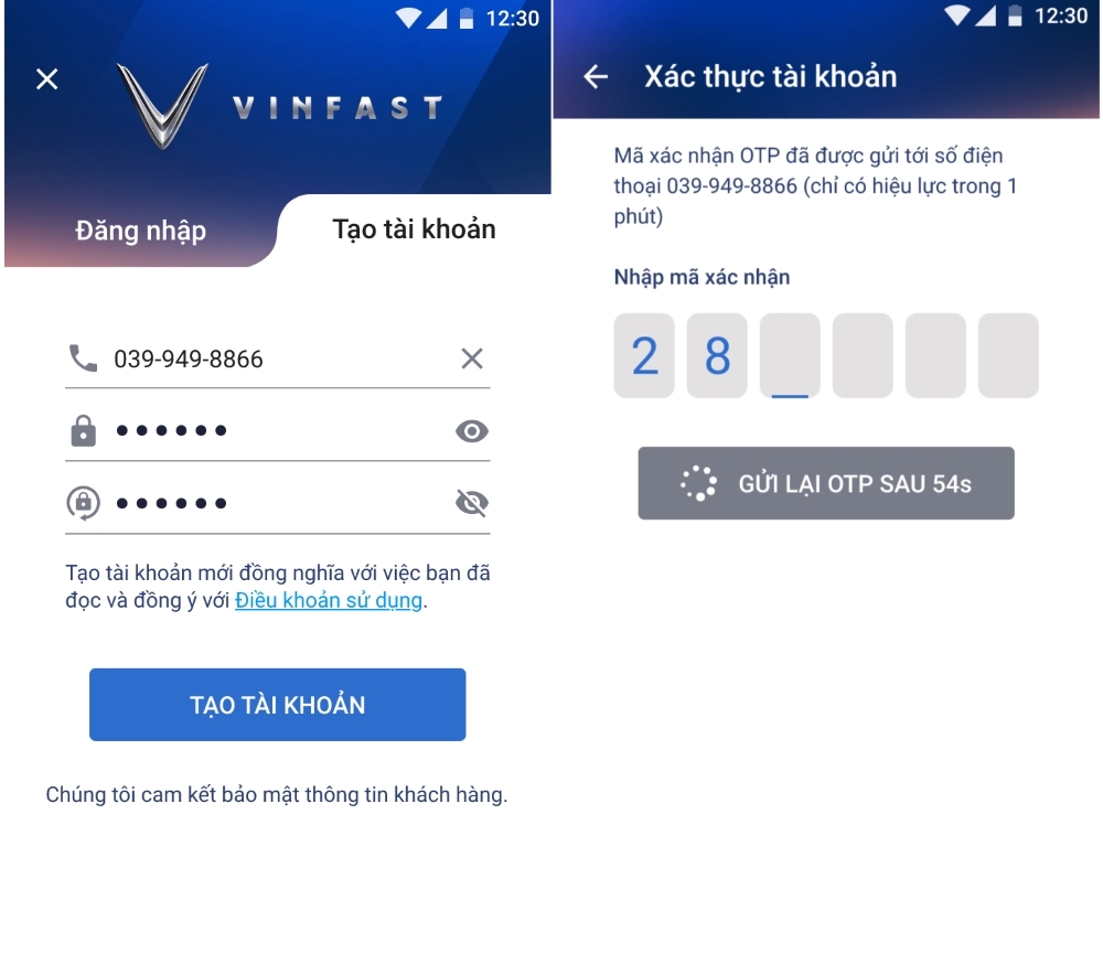  tạo tài khoản cách kết nối điện thoại với xe vinfast