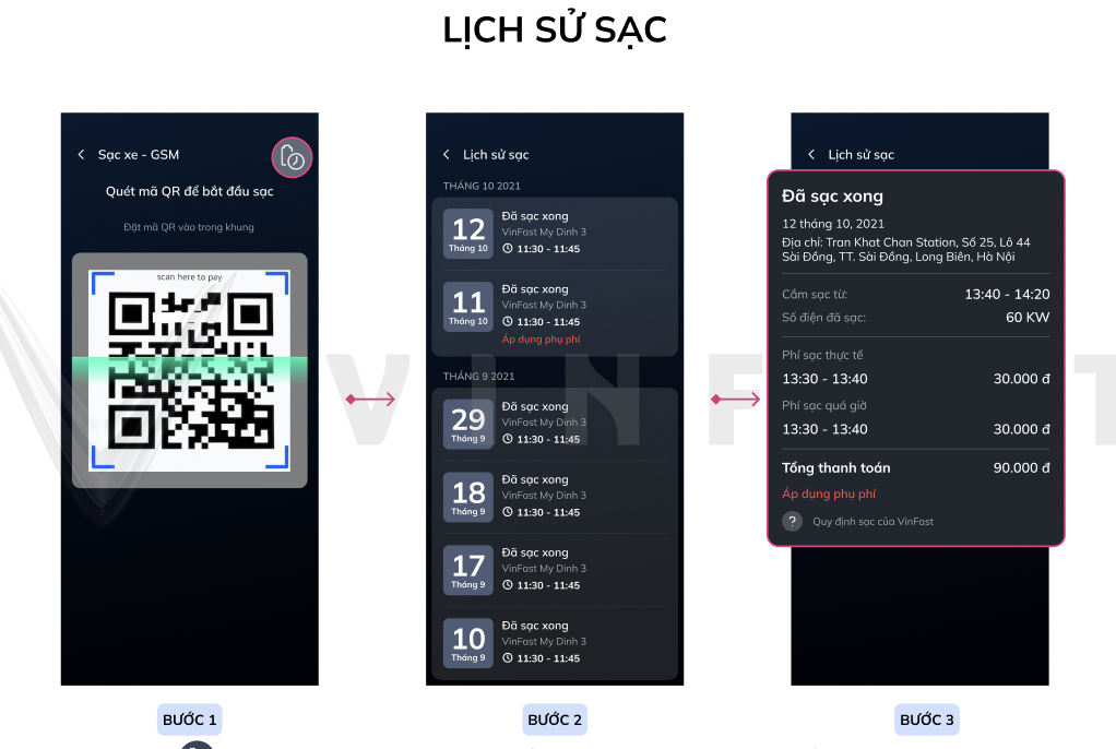 Sạc xe GSM nhanh chóng và kiểm tra lịch sử sạc dễ dàng với ứng dụng VinFast