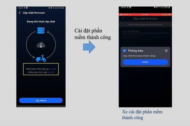 Thời gian tải phần mềm xe máy điện VinFast