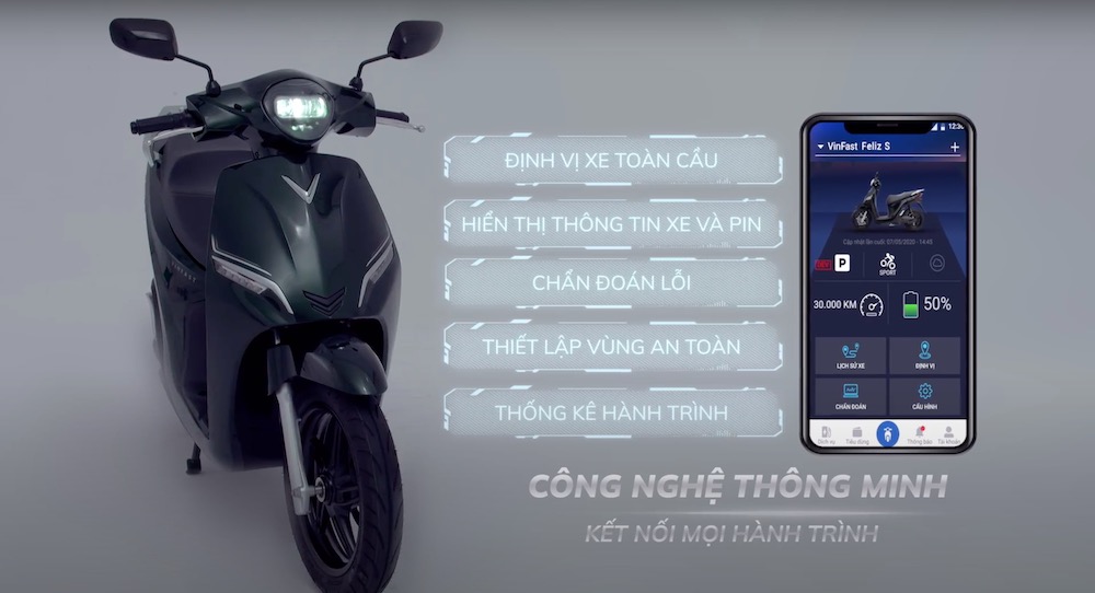 xe máy điện feliz s kết nối smartphone