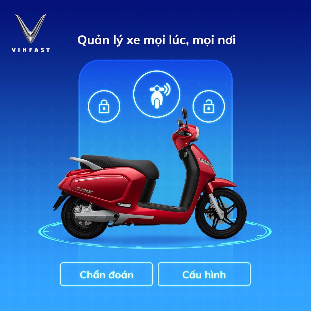 xe máy điện kết nối smartphone giúp quản lý xe dễ dàng